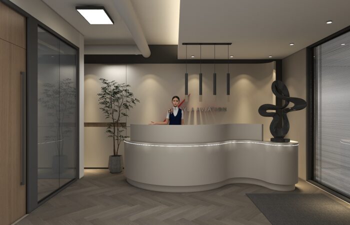 Reception Area - Ayla Aviation interior design ,interior ,home interior design ,house interior design, interior decoration ,interior decorator near me , modern home decor,living room design