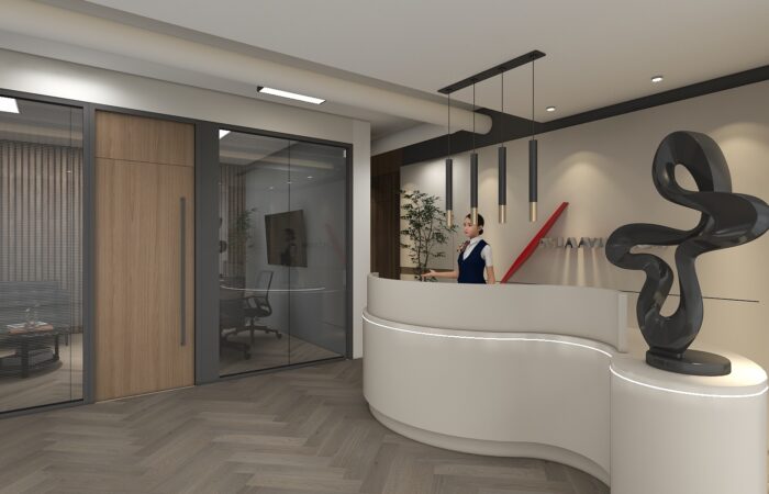 Reception Area - Ayla Aviation interior design ,interior ,home interior design ,house interior design, interior decoration ,interior decorator near me , modern home decor,living room design
