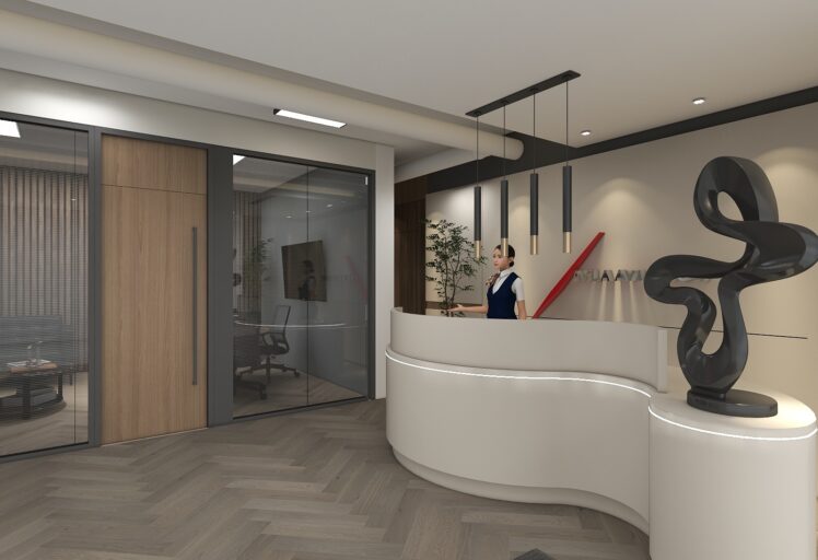 Reception Area - Ayla Aviation interior design ,interior ,home interior design ,house interior design, interior decoration ,interior decorator near me , modern home decor,living room design