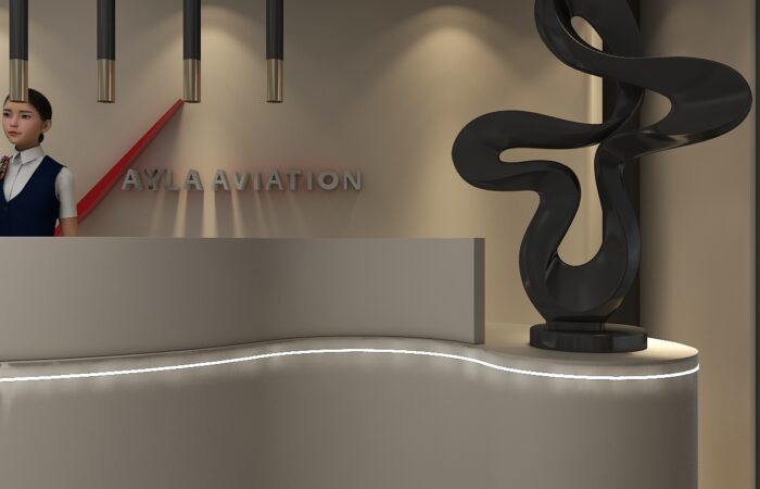 Reception Area - Ayla Aviation interior design ,interior ,home interior design ,house interior design, interior decoration ,interior decorator near me , modern home decor,living room design